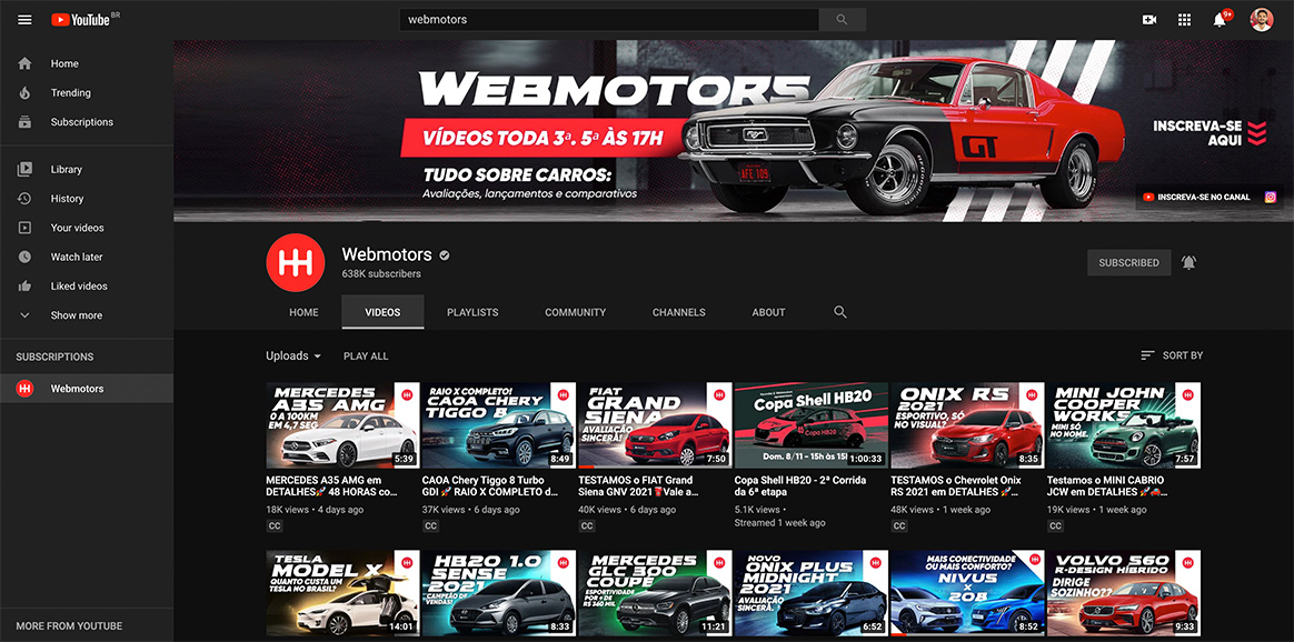 Nosso canal no Youtube está entre os Top 5 automotivos