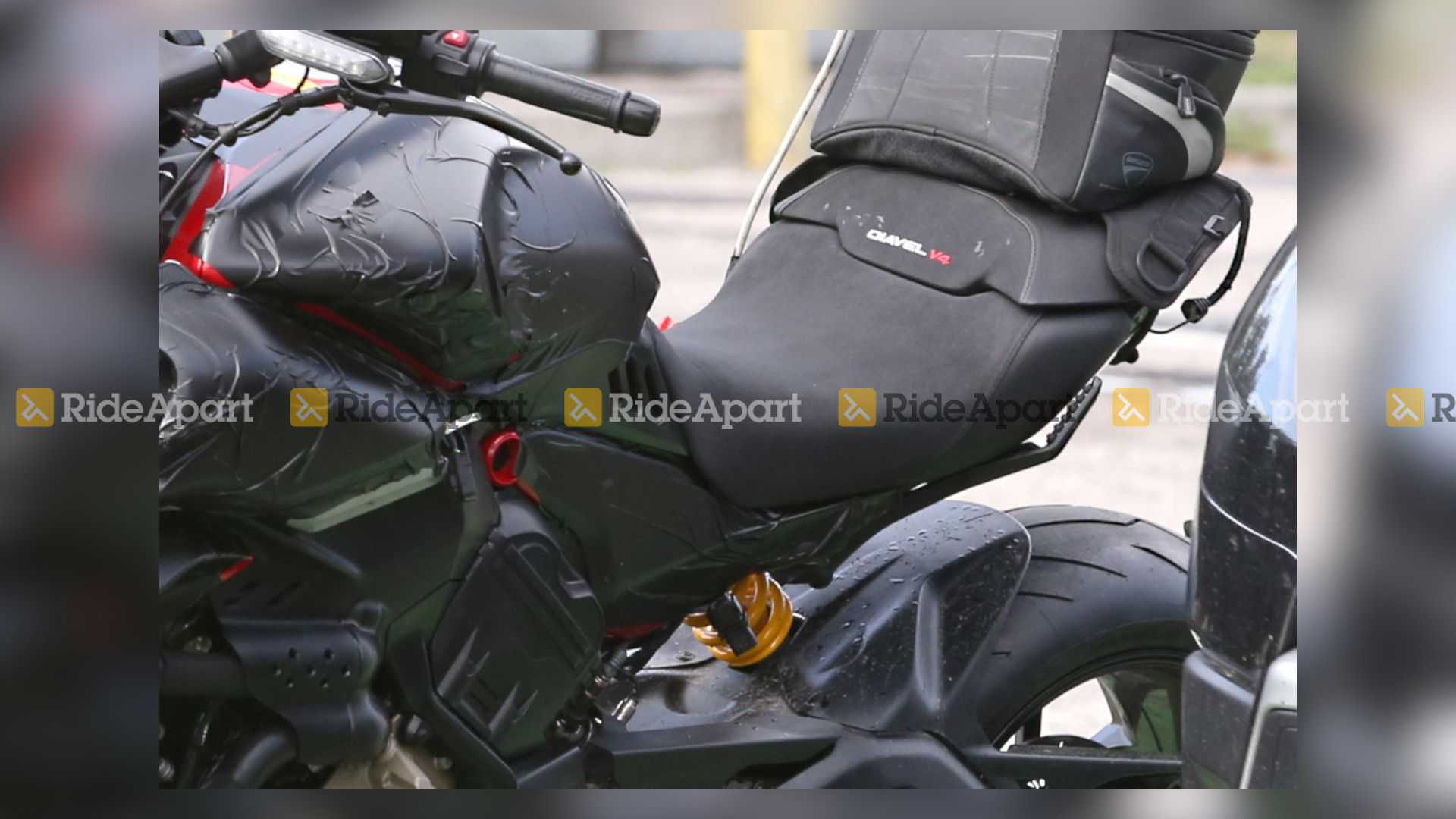 Ducati Diavel V4 Spy Photos Front Left Angle Closeup Saddle