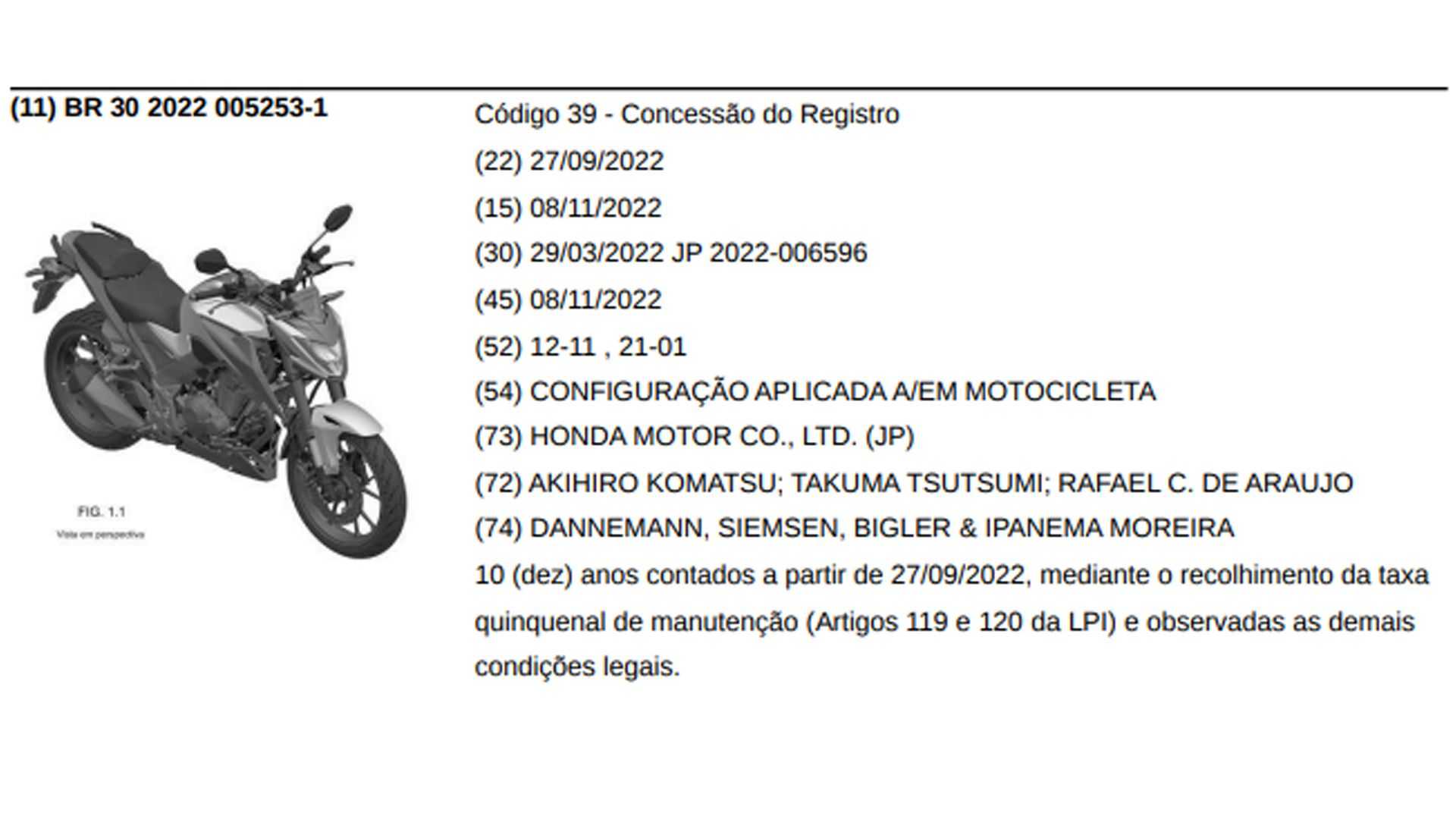 Honda Cb 300 Registro Brasil