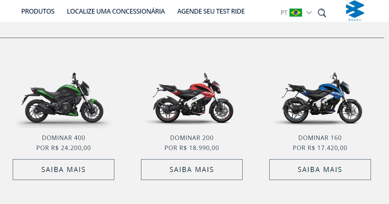 Preços Bajaj Brasil