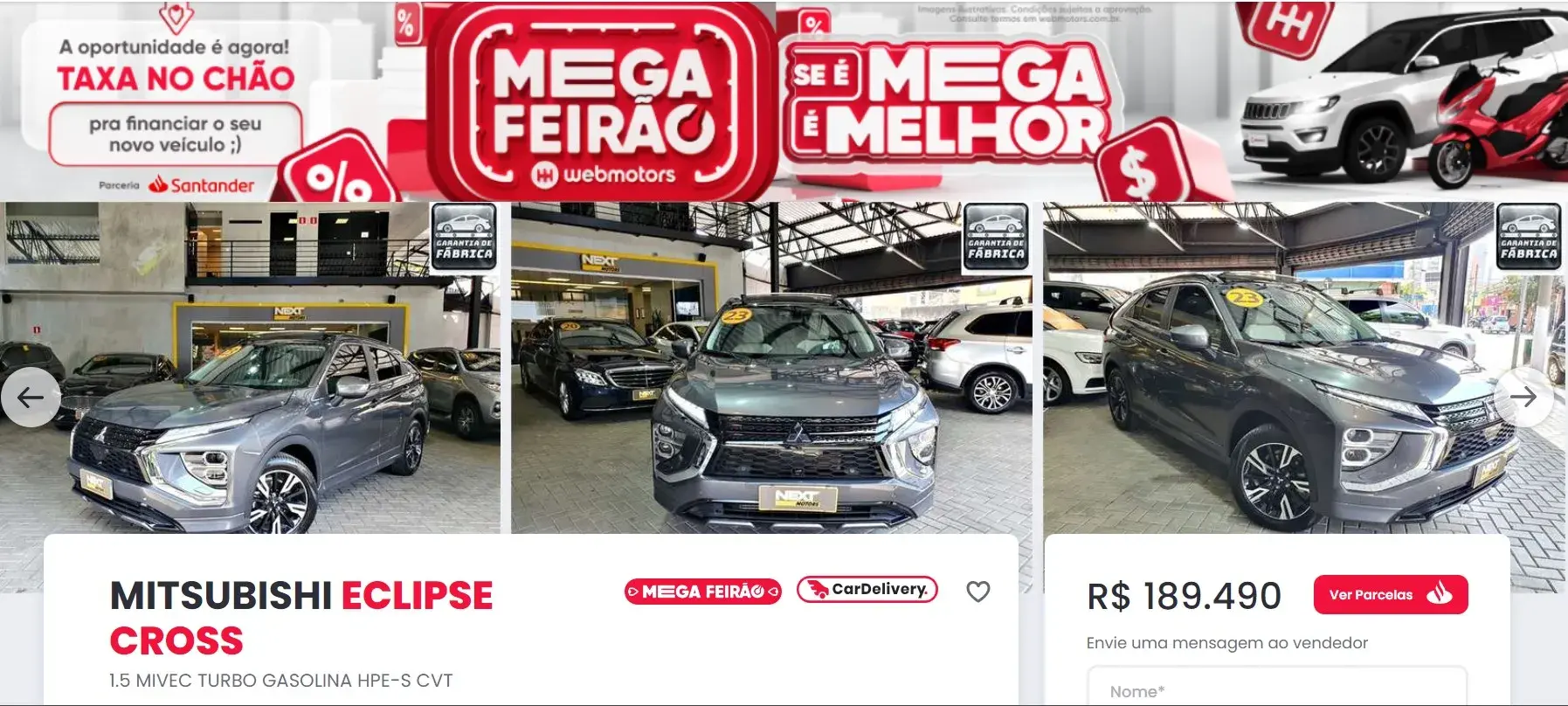 Webmotors e Santander promovem feirão de carros com condições