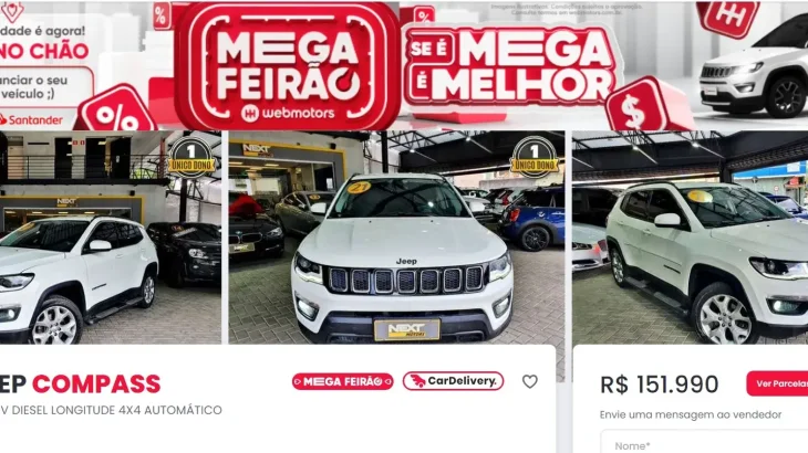 Webmotors e Santander promovem feirão de carros com condições