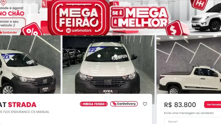 Webmotors e Santander promovem feirão de carros com condições